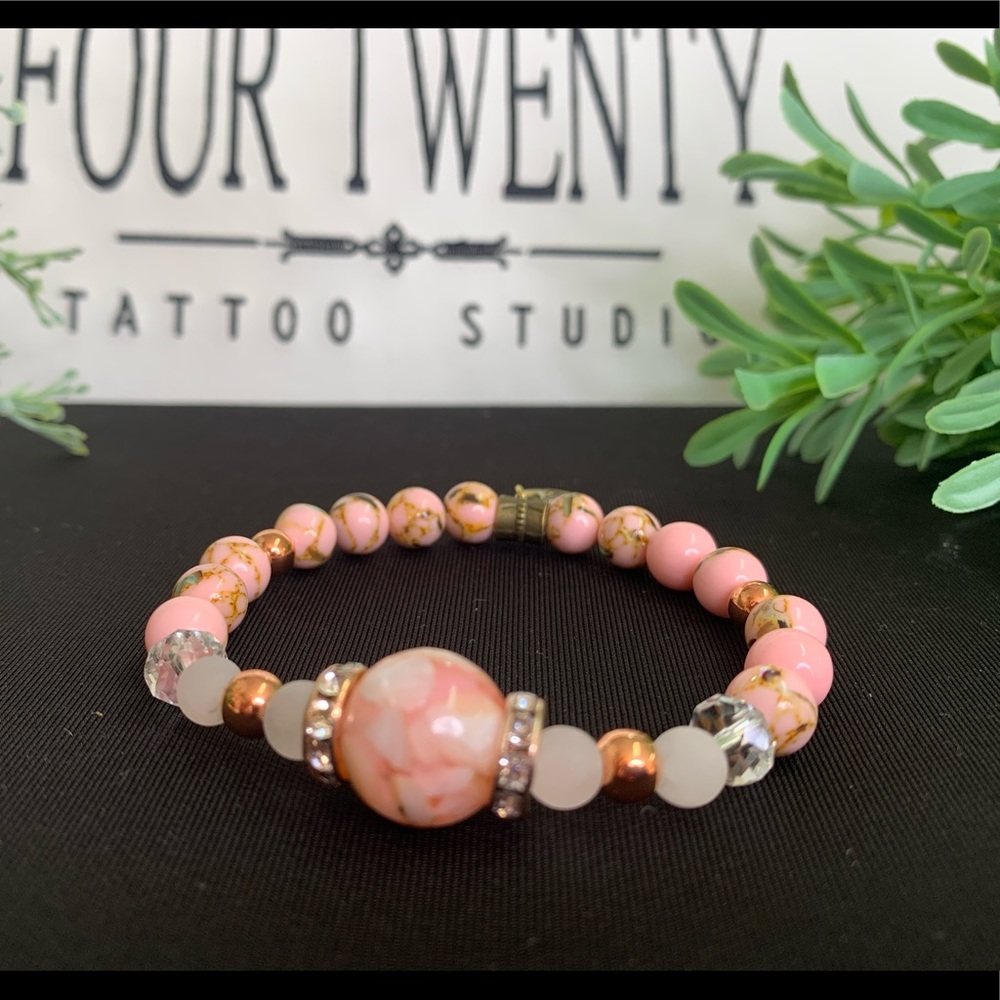 Women's Pink Shell Turquoise Bracelet